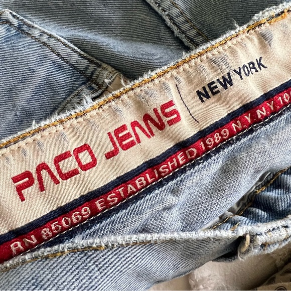 Vintage Paco Jeans Men's 34X32 Blue Distressed Denim Relaxed Fit Skater Y2K - Picture 10 of 16